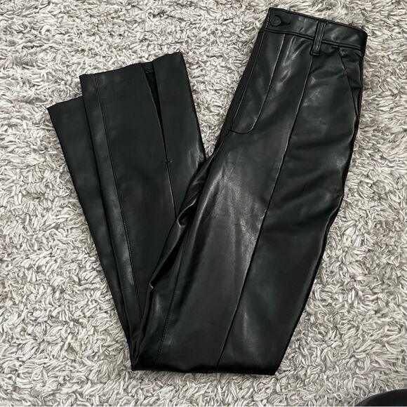 Abercrombie and Fitch Vegan Leather Split Hem Pants size 4/27 - Picture 1 of 5